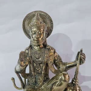 Estátua de Hanuman em cor dourada, escultura de Hanuman, Senhor Hanuman, deus hindu, Hanuman de latão