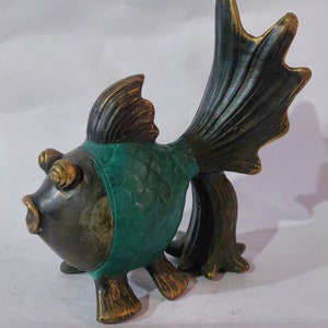 Fisch Statue , Fisch Skulptur , Tierliebhaber , Vintage Bronze Fische , Messing Fische