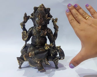ブロンズ彫刻の象の像、インドの手工芸品、美術愛好家への贈り物、動物