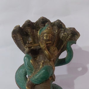 Krishna and Shesha Statue, Krishna and Shesha Sculpture, Hindu God, Vintage Bronze Krishna and Shesha, Hare Krishna