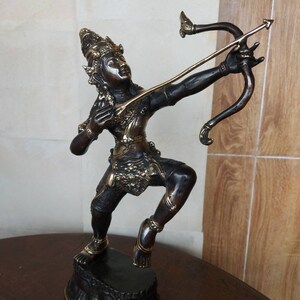 Arjuna Statue, Arjuna Sculpture, Vintage Bronze Arjuna, Brass 12 inch, Epic Mahabharata