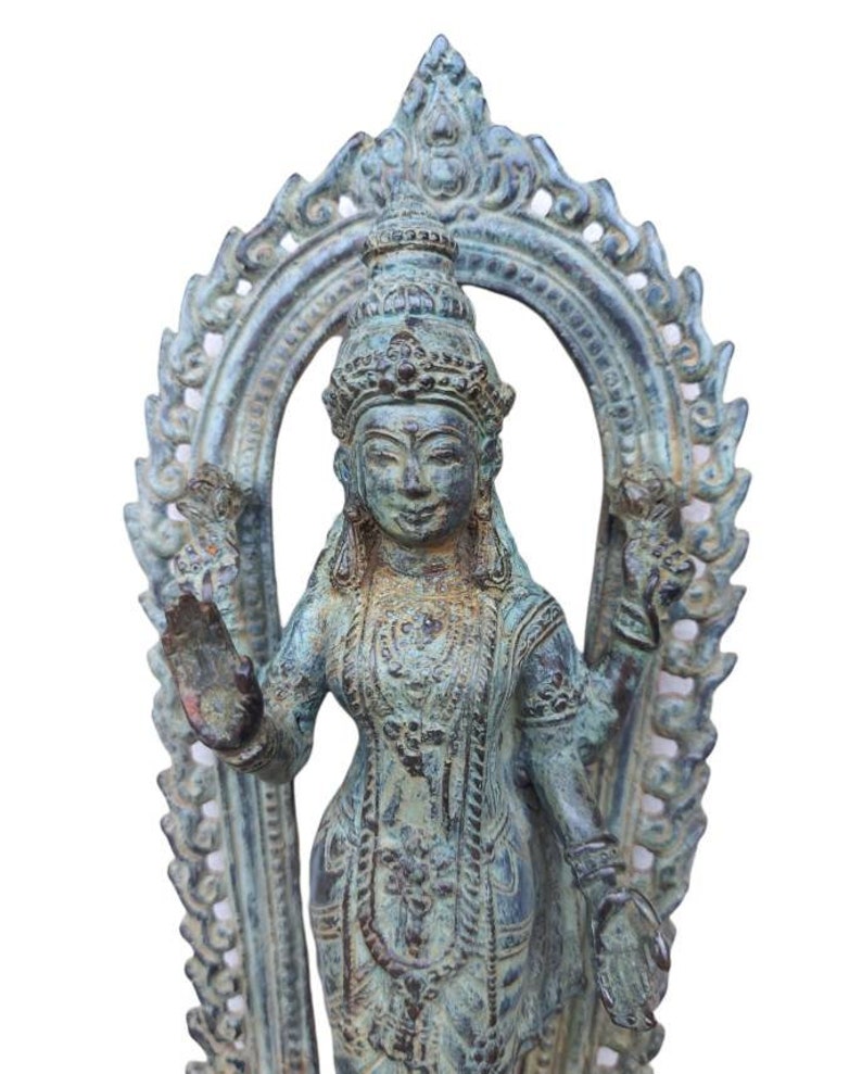 Goddess Lakshmi Statue , Lakshmi Sculpture , Vintage Bronze Lakshmi