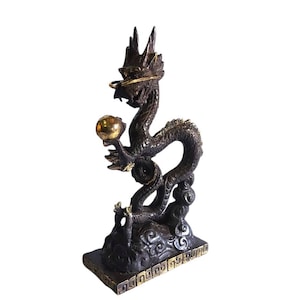 Miniature Dragon Statue 10.6 Inch, Chinese Antique Bronze, Dragon Statue, Animal Statue, Antique Dragon Decoration, Business Gift