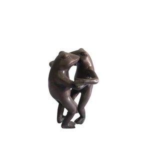 Bronsstaty av dansande grodapar, tangokonst, heminredning (18 cm)