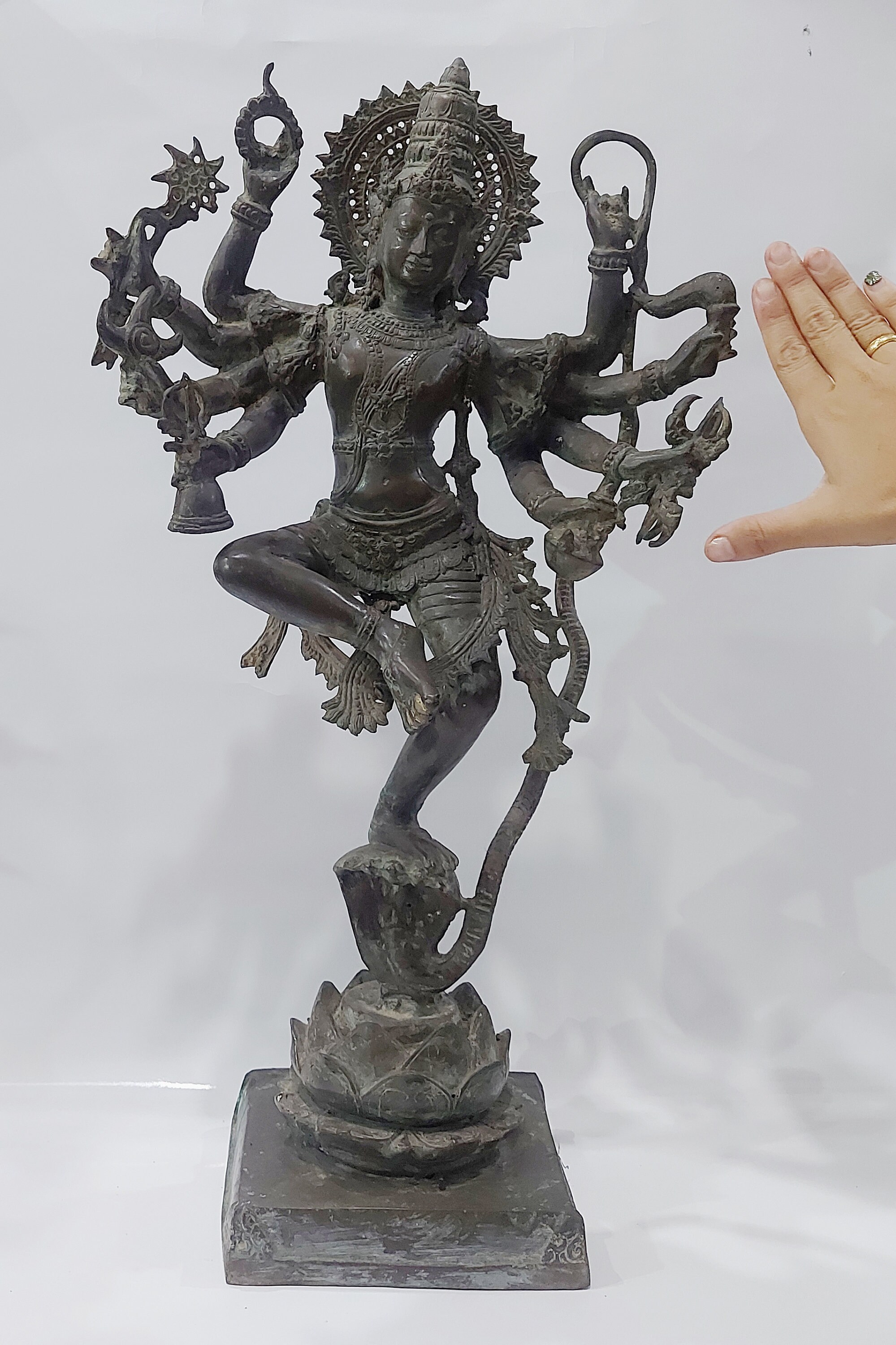 Antique 8 Armed Krishna on Kaliya Statue 24 Inch , Krishna
