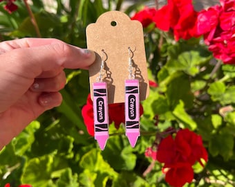 Back to School Crayons & Pencil Resin Stud Earrings, Resin Earrings, Nickel Free, 5 Styles