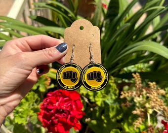 Cobra Earrings, Hand painted Earrings, Karate Earrings, 80s martial Art movies, Strike First, Dojo, Sterling Silver, Yes Sensei