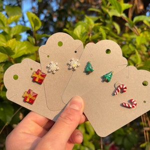 Christmas Resin Stud Earrings, Christmas Earrings, Resin Earrings, Nickel Free, Multiple Colors