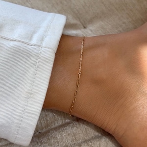 14k Gold Chain Dainty Anklet,  Ankle Bracelet Adjustable, Layered Beaded Anklet, Baroque Pearl Anklet, Gift for Her