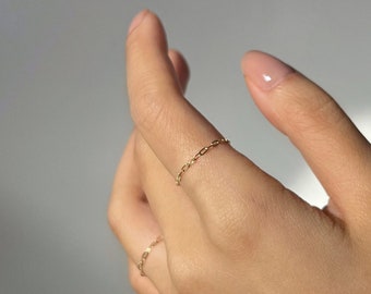 14k Gold-filled Chain Ring, Thin Cable Chain Ring, Braided Chain Dainty Ring Gold, Mini Texture Chain Ring, Minimal Ring, Gift for Her