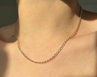 14K Gold-Filled Oval Cable Chain Necklace, Gold Layered Choker Necklaces, Minimal Stacking Necklaces, Delicate Gold Necklace, Gift for Her