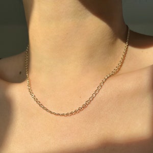 14K Gold-Filled Oval Cable Chain Necklace, Gold Layered Choker Necklaces, Minimal Stacking Necklaces, Delicate Gold Necklace, Gift for Her