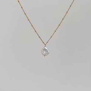 14K Gold Pearl Necklaces, Layered Baroque Pearl Dainty Necklaces ...