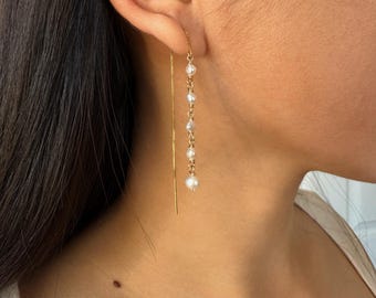 Pearl Dangle Earrings 14k gold, Baroque Pearl Drop Earrings, 14K Gold Freshwater Pearl Earrings, Dainty Earrings for Wedding, Gift for Her