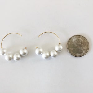 FINAL SALE Cotton Pearl 14K Gold Earring, 14K Gold Pearl Hoop Earring, Dainty Pearl Drop Earrings, Cotton Pearl Earrings, Minimalist Earring image 6