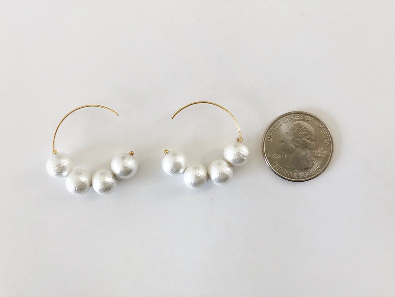FINAL SALE Cotton Pearl 14K Gold Earring, 14K Gold Pearl Hoop Earring, Dainty Pearl Drop Earrings, Cotton Pearl Earrings, Minimalist Earring image 6