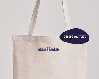 Embroidered custom jute tote bag aesthetic