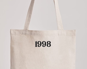 Tote bag brodé personnalisable date / Embroidered tote bag with personalised date aesthetic