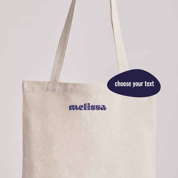 Embroidered custom jute tote bag aesthetic