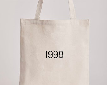 Tote bag brodé personnalisable date / Embroidered tote bag with personalised date aesthetic