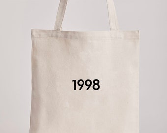 Tote bag brodé personnalisable date / Embroidered tote bag with personalised date aesthetic