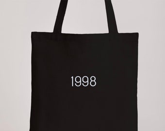 Tote Bag brodé personalisierbar Datum / Bestickte Tragetasche mit personalisierter Datumsästhetik