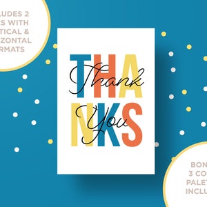 Danke druckbare Karten | Digitaler Download | Einfache Bunte Karte | Niedliche Gruß-Dankes-Karte | Dankeschön | Danke Printable
