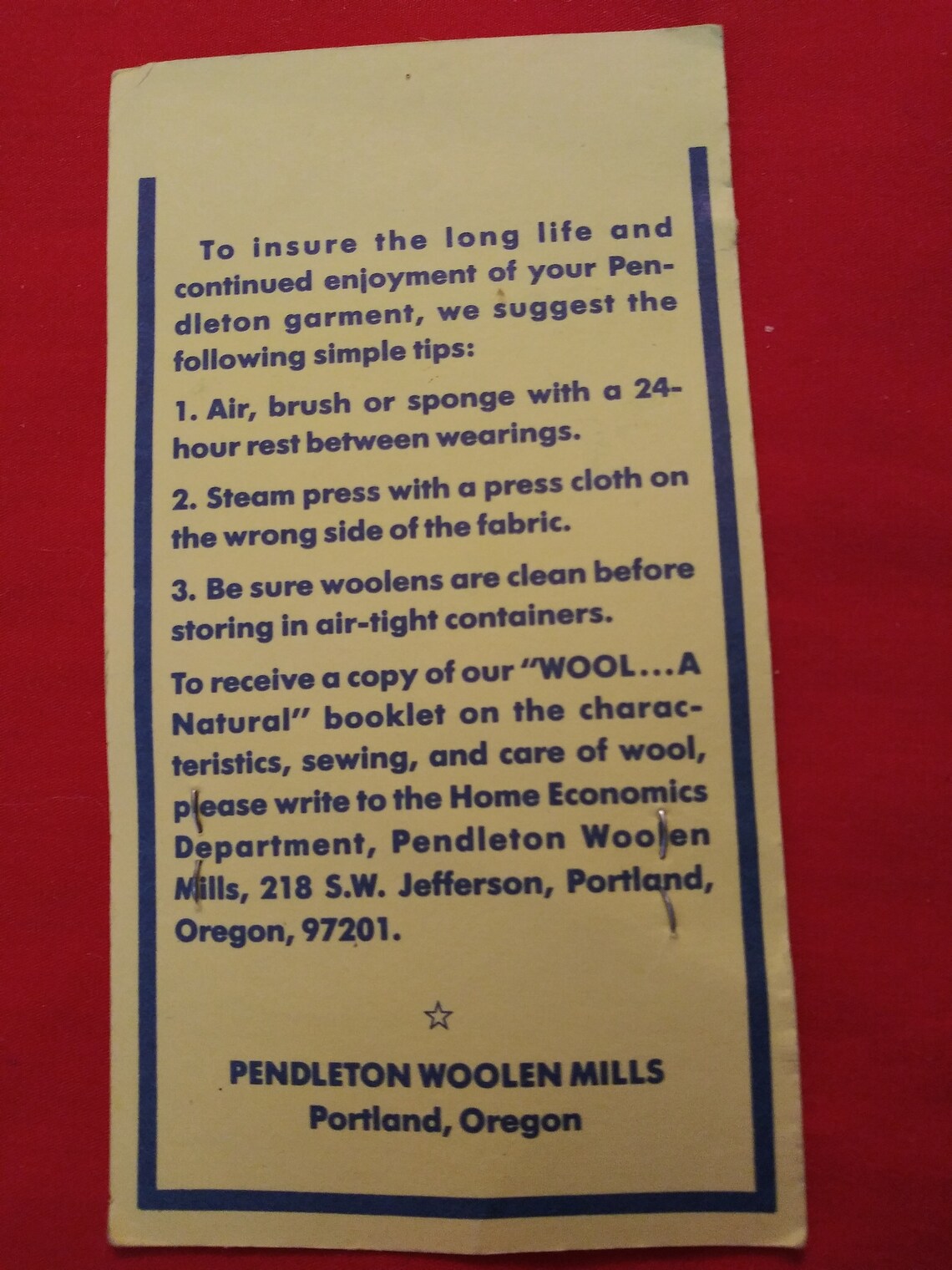 Pendleton Woolen Mills HandTailored Label Free Shipping Etsy