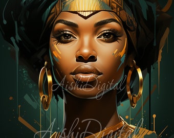 African Woman Illustration - High Quality JPG - Digital Download