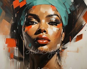 An abstract painting of an African Woman - High Quality JPG - Digital Download