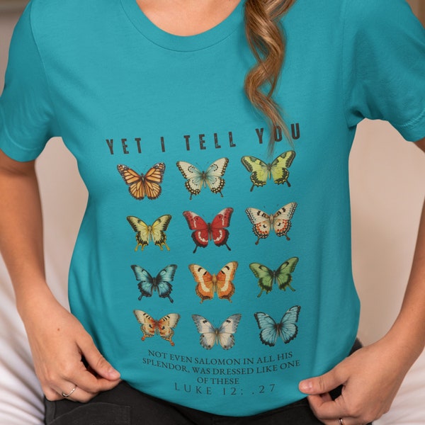 Bible Verse T-shirt,Butterfly T-Shirts,Christian T-Shirt,Boho Religious Shirts,Christian Clothing,Gift for woman,Trendy Christian T- Shirts