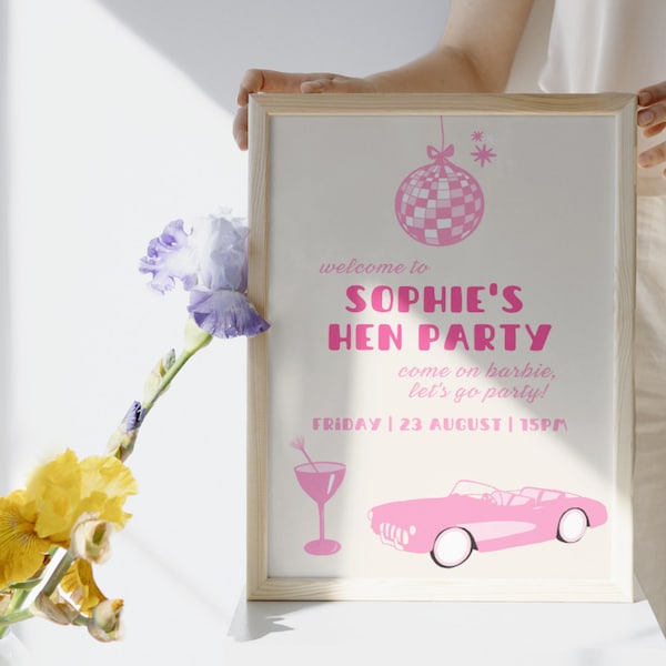 Bachelorette Party Invitation | Itinerary | Retro | Barbie | pink Itinerary Invitation | editable Template | Bridal shower | pink Barbie