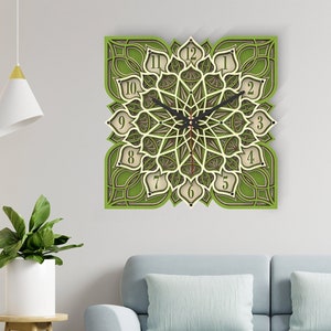 Colorful Mandala Wall clock, Kitchen Wall Clock, Office Wall Clock, Minimalist Wall Clock, Unique Wall Clock, Wooden Wall Clock