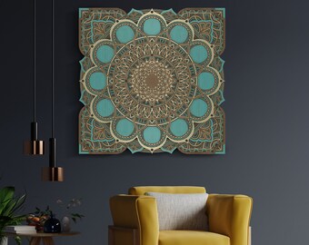 Mehrschichtige Wanddekoration aus Holz, bunte Mandala Wandkunst, Holzwanddekoration, Mandala Wanddekoration, Geschenk zur Wohnungsweihung, Weihnachtsgeschenk