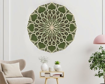 Mehrschichtige Wanddekoration aus Holz, bunte Mandala Wandkunst, Holzwanddekoration, Mandala-Holzwanddekoration, Weihnachtsgeschenk