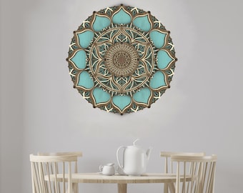 Mehrschichtige Wanddekoration aus Holz, bunte Mandala Wandkunst, Holzwanddekoration, Mandala Wanddekoration, Geschenk zur Wohnungsweihung, Weihnachtsgeschenk