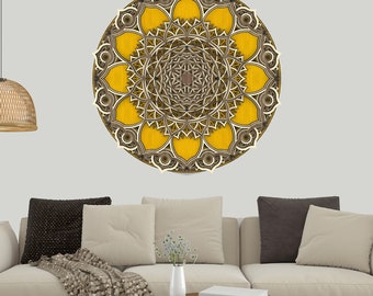 Mehrschichtige Wanddekoration aus Holz, bunte Mandala Wandkunst, Holzwanddekoration, Mandala Wanddekoration, Geschenk zur Wohnungsweihung, Weihnachtsgeschenk
