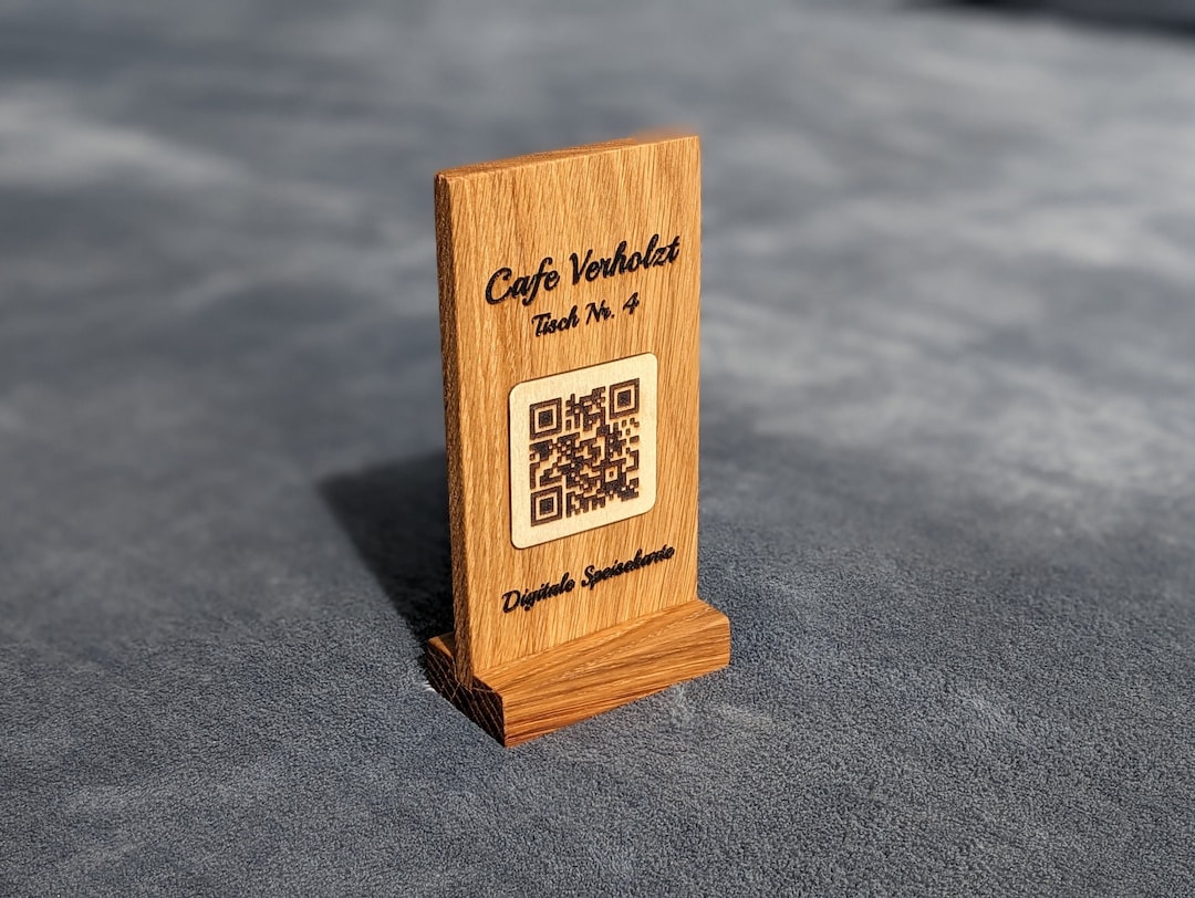 Table Sign With QR Code Menu Display Made of Wood Can Be Personalized ...
