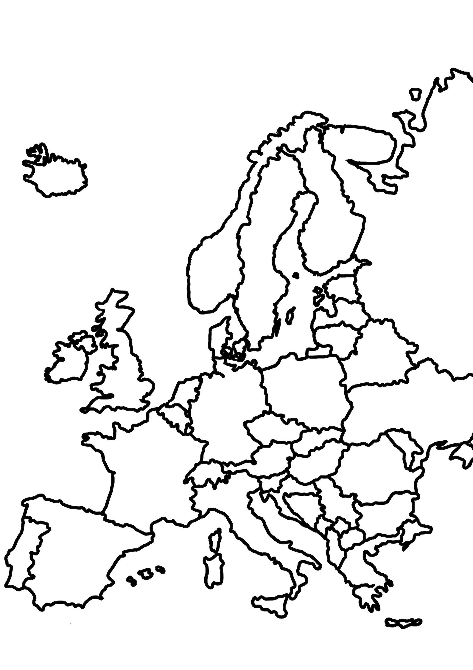 Printable Europe Map Thick Borders - Etsy