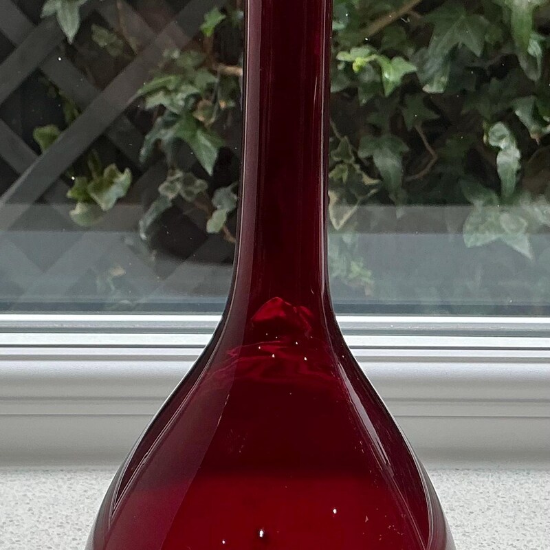 Ruby Red Beaded Top Glass Chimney For #1 Oil Lamp Burners – Handmade In Portugal