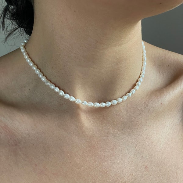 Cirrus | Pearl necklace made of natural freshwater pearls with 925 gold plated clasp