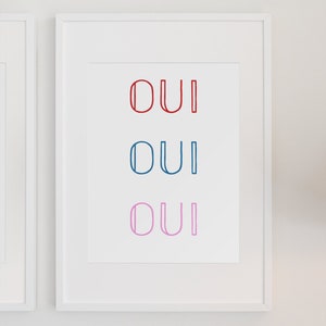 OUI PRINT -- Modern Wall Art; Wall Decor; Yes in French; French Sayings; Modern Typography; Digital Print; Minimalist; Playful Prints