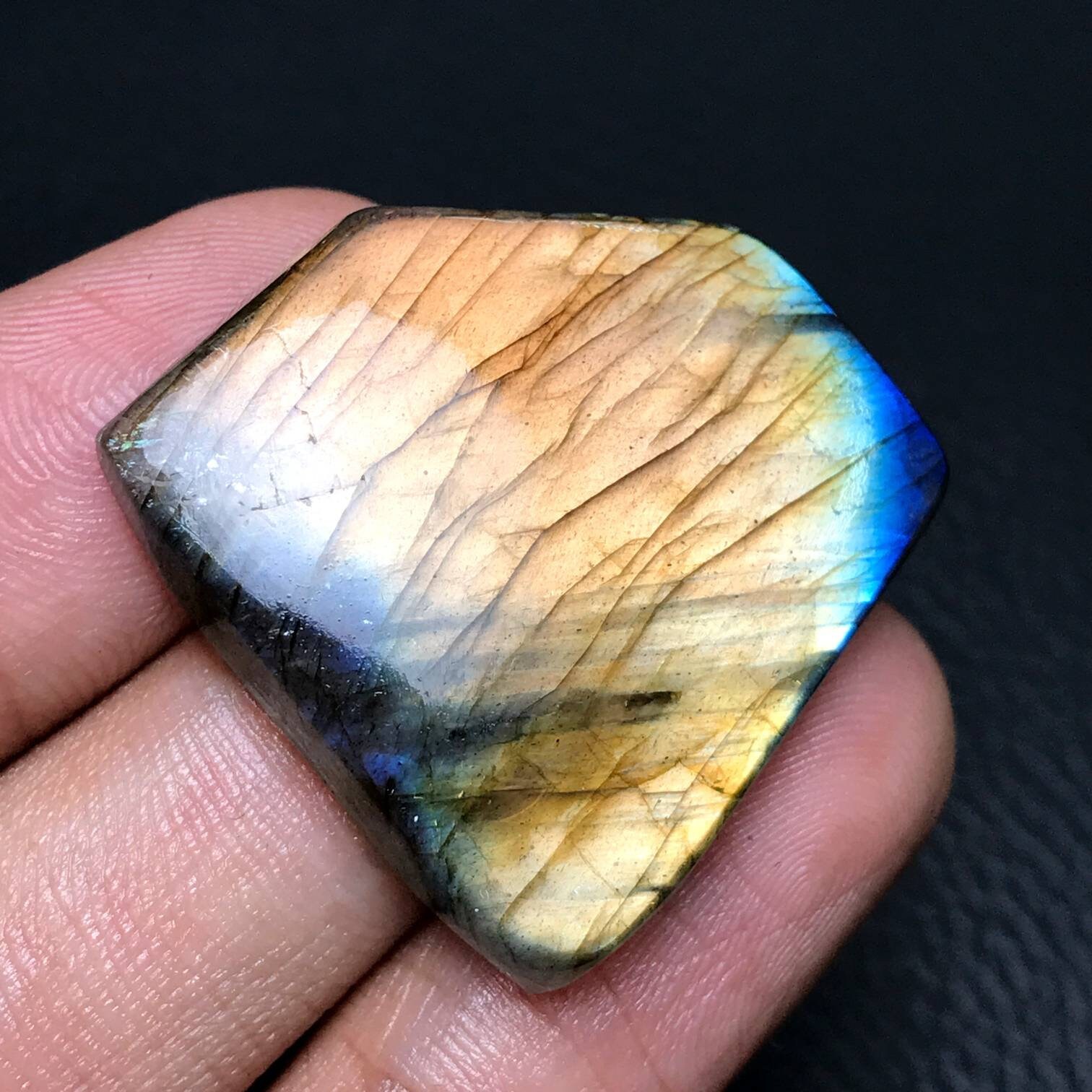 Multi Flash Labradorite Cabochon.. Freeform Cabochon...30x33x6 mm...44 Cts...A#H7104