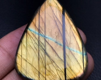 Multi Flash Labradorite Cabochon.. Pear Cabochon...44x34x6 mm...74 Cts...A#H7086