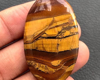 Yellow Iron Tiger Cabochon...Oval Cabochon...44x27x6mm...65Cts...#I7