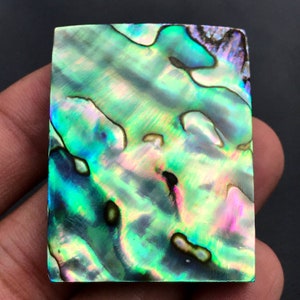 Cabaña de concha de abulón ... Paua Shell Cabujón.. Cojín Cabujón... 41x32x8 mm... 101 cts... A#i1616