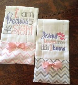 Embroidery Machine design Baby/Kids christian quotes "jesus loves me this i know" "I am precious in his sight" spit cloth/towel/blanket emb