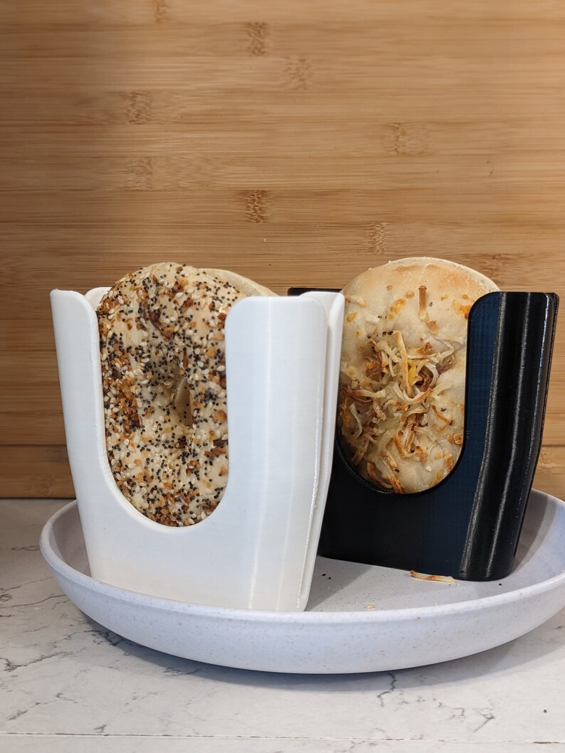 thumbnail image 2 of Large Adjustable Bagel Slicer Holder, Large, Natural Bamboo Grain 2 of 10