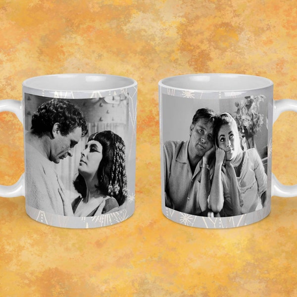 Elizabeth Taylor and Richard Burton Ceramic Mug Black And White Photos 11 Oz/ 15 Oz Sizes Free Shipping