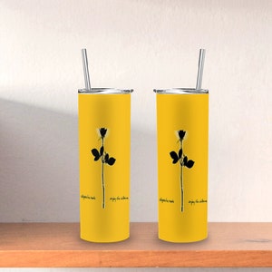Depeche Mode Enjoy The Silence Sublimation Tumbler 20 Oz Skinny with Lid, Straw, and Cleaning Brush